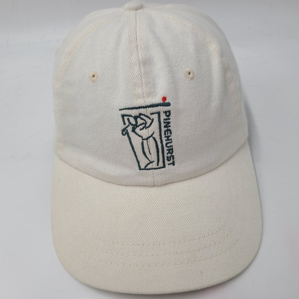 Vintage Pinehurst Resort Hat Strapback (Fits Small) Cream Golf Course Club Men